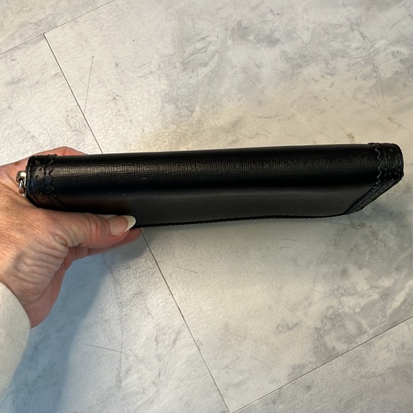 Cole Haan  Vintage  Wallet  Clutch Black soft Saffiano  Beautiful Lacy edges EUC - Picture 12 of 16